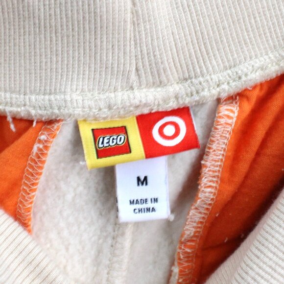 LEGO Womens Drawstring Track Pants Joggers Cream Pink Stripe Pockets Size Medium - Picture 4 of 6